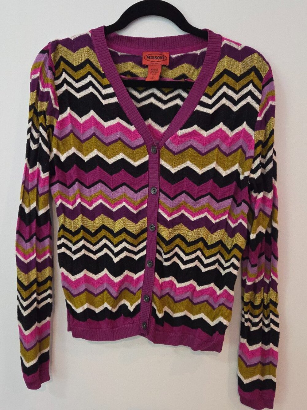 Missoni for Target XL Purple Zigzag Cardigan Signature Chevron Knit